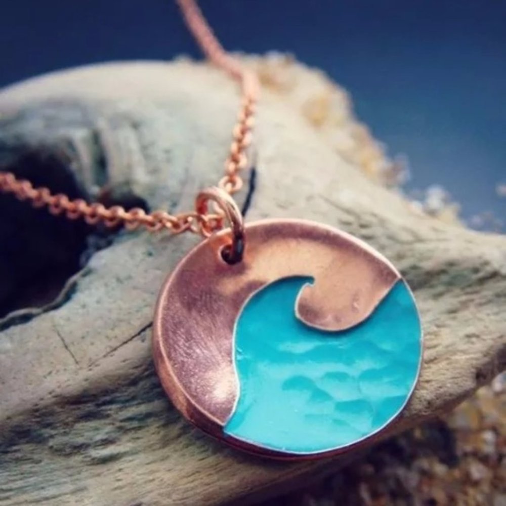 Crest Wave Copper Coin Surf Necklace